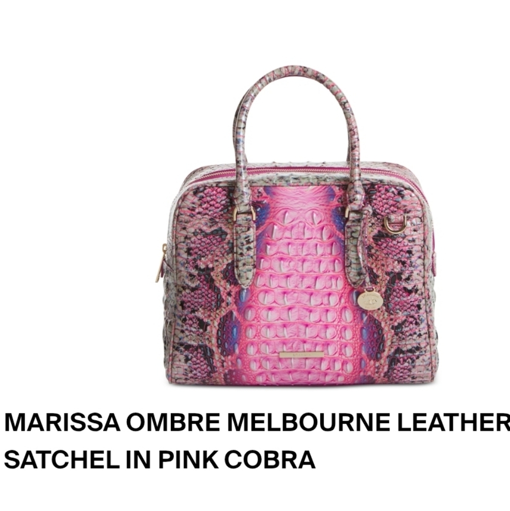 Brahmin Marissa Ombre Melbourne Leather Satchel - Pink Cobra